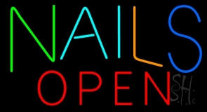 Multi Colored Nails Red Open Neon Sign