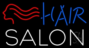 Hair Salon With Girl Logo Neon Sign