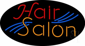 Oval Hair Salon Neon Sign