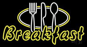 Breakfast With Fork Spoon Knife Logo Neon Sign