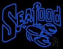 Blue Double Stroke Seafood Neon Sign