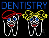 Dentistry With Teeth Logo Neon Sign