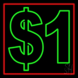 Dollar1 With Red Border Neon Sign