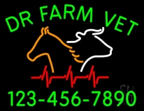 Dr Farm Vet With Number Neon Sign