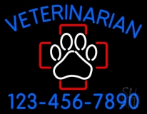Veterinarian With Phone Number Neon Sign