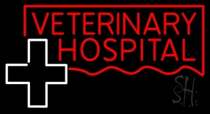 Veterinary Hospital With Plus Logo Neon Sign