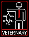 Veterinary Man And Cat Logo Neon Sign