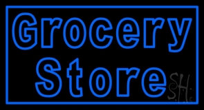 Blue Grocery Store Neon Sign