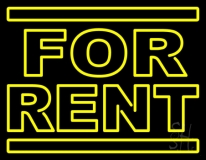 Yellow For Rent Neon Sign