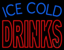 Double Stroke Ice Cold Drinks Neon Sign