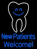 New Patients With Tooth Logo Neon Sign