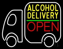 Alcohol Delivery Open Neon Sign