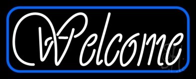 Cursive Welcome With Blue Border Neon Sign