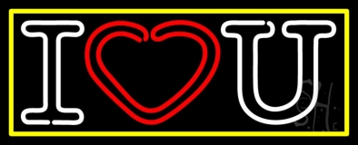 I Love You With Yellow Border Neon Sign