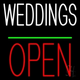 Weddings Block Open Green Line Neon Sign