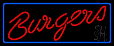Cursive Burgers With Border Neon Sign
