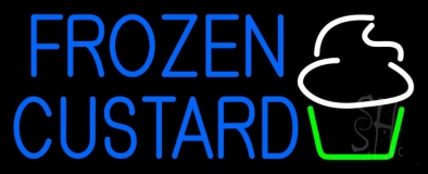 Blue Frozen Custard With Logo Neon Sign