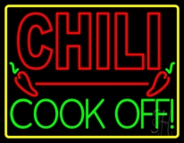Chili Cook Off With Border Neon Sign