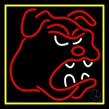 Bull Dog Logo Yellow Border Neon Sign
