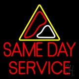 Red Same Day Service Neon Sign