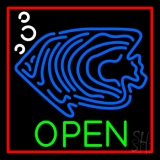 Blue Fish Open Block Neon Sign