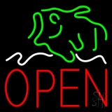 Fish Open 3 Neon Sign