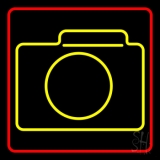 Turquoise Colored Camera Symbol Neon Sign