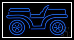 Blue Car Logo White Border Neon Sign