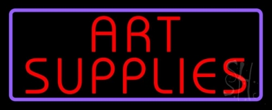 Red Art Supplies With Border Neon Sign