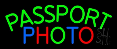 Passport Multi Color Photo Neon Sign