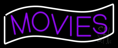 Purple Movies White Border Neon Sign