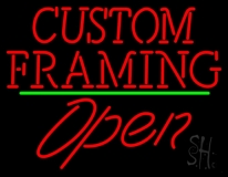 Red Custom Framing With Open 3 Neon Sign