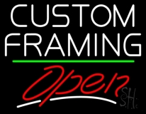 White Custom Framing With Open 3 Neon Sign