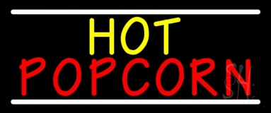 Yellow Hot Red Popcorn With Line Neon Sign