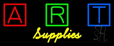 Art Supplies With Three Multi Color Box Neon Sign