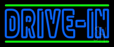 Blue Drive In Block Neon Sign