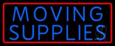 Blue Moving Supplies With Border Neon Sign