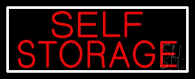 Red Self Storage White Border Neon Sign