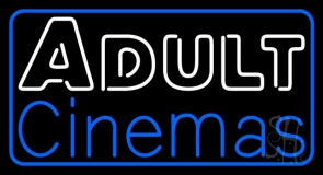Adult Cinemas Blue Border Neon Sign