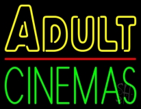 Adult Cinemas Red Line Neon Sign