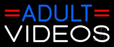 Blue Adult White Videos Neon Sign