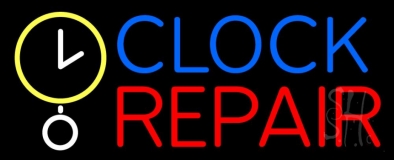 Clock Repair Block Neon Sign