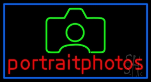 Portrait Photo With Camera With Border Neon Sign