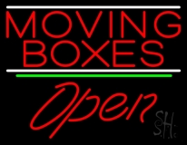 Red Moving Boxes Open 2 Neon Sign