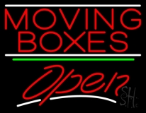 Red Moving Boxes Open 3 Neon Sign