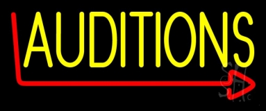 Yellow Auditions Arrow Neon Sign