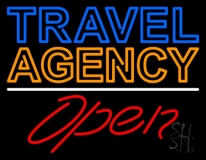 Blue Travel Orange Agency Open Neon Sign