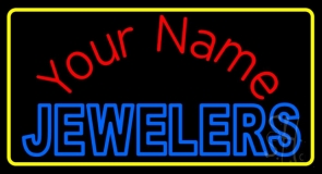 Custom Blue Jewelers With Yellow Border Neon Sign
