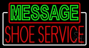 Custom Shoe Service With White Border Neon Sign