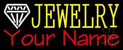Custom White Diamond Logo With Yellow Jewelry Neon Sign